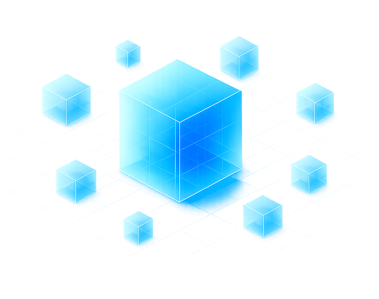 Abstrakte geometrische Darstellung der technologischen Arbeitswelt von PMMB